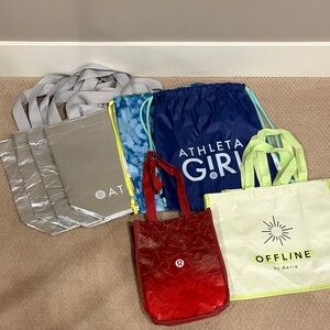 Athleta Blue and Silver Tote Collection